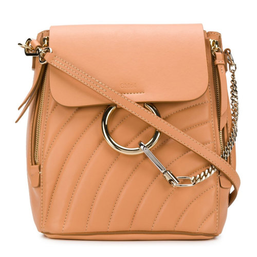 CHLOE/克洛伊 女士牛皮金屬圓環(huán)裝飾字母徽標(biāo)壓花雙肩包手提包背包女包 C18US233-A04 多色可選