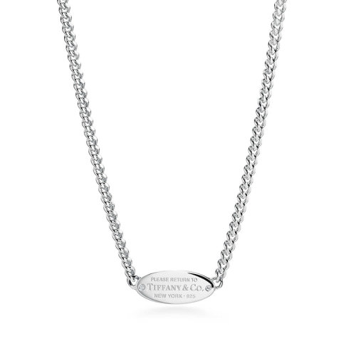 Tiffany & Co./蒂芙尼  Return to Tiffany?系列925銀ID牌鑲嵌鉆石項鏈 68410215