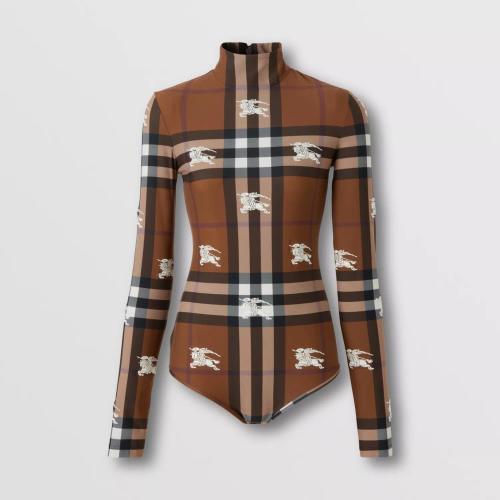  BURBERRY 22年秋冬 女士 馬術(shù)騎士繡標(biāo)格紋彈力平織連身衣 80636121