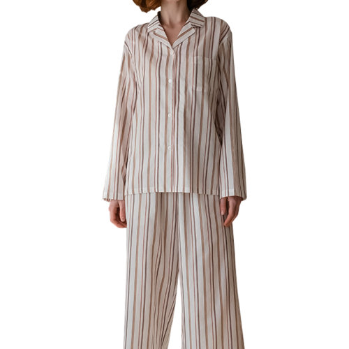 GeleiStory/GeleiStory春夏新品純棉家居服套裝摩登復(fù)古條紋外穿居家皆可長(zhǎng)袖長(zhǎng)褲家居服套裝女裝＞女士睡衣/家居服＞女睡衣/家居服