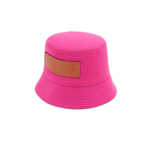 LOEWE/羅意威 22年春夏新款 女士洋紅色/黑色帆布和牛皮革水桶帽漁夫帽K820HB1X19-7667