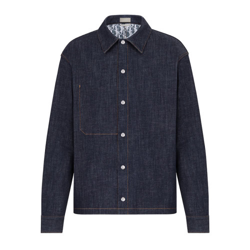 DIOR/迪奧      男士原藍(lán)色棉質(zhì)牛仔布長袖襯衫033D490A226X_C580