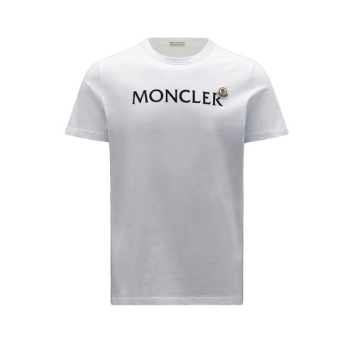 Moncler/蒙克萊 22年秋冬新款 男士光學(xué)白色純棉Logo印花短袖T恤H20918C000258390T001