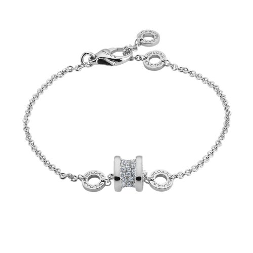 BVLGARI/寶格麗 B.zero1系列18K金白金滿鉆 小蠻腰彈簧手鏈 350898