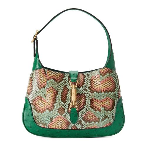  GUCCI古馳 22年秋冬 女士 Jackie 1961系列蟒蛇皮小號(hào)肩背包 636706 E12CC 3579