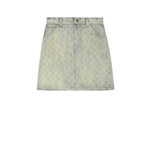  GUCCI古馳 22年秋冬 女士 GG提花牛仔迷你裙 678789 XDBOK 4692