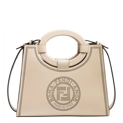 FENDI/芬迪 女士奶油色牛皮經(jīng)典雙Flogo手提包 8BH353-A8SL-F19PN