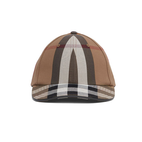 BURBERRY/博柏利 22年秋冬新款 男女同款樺木棕色純棉徽標(biāo)裝飾格紋棒球帽鴨舌帽80560801
