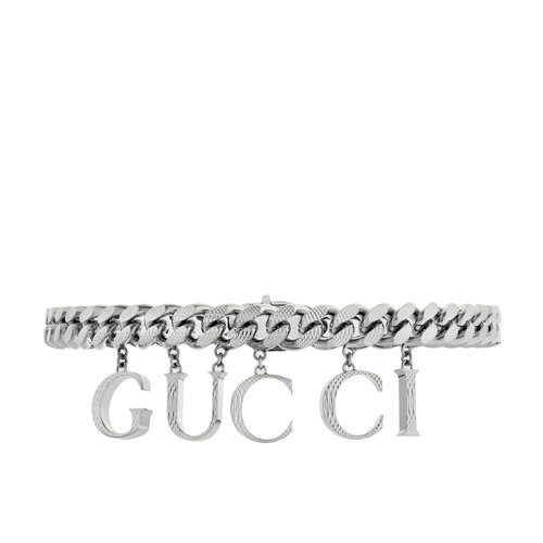 GUCCI/古馳  男女同款銀色金屬飾手寫體GUCCI細(xì)節(jié)雙G扣頸鏈675767I46010926