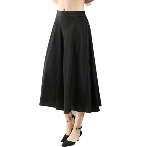 GeleiStory/GeleiStory  春夏新款松緊腰寬松桑蠶絲中長款百褶大擺裙  女裝＞女士裙裝＞女士半身裙