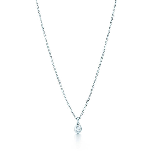 Tiffany & Co./蒂芙尼  ElsaPeretti?系列純銀鏈鑲嵌梨形鉆石吊墜項鏈 32530451