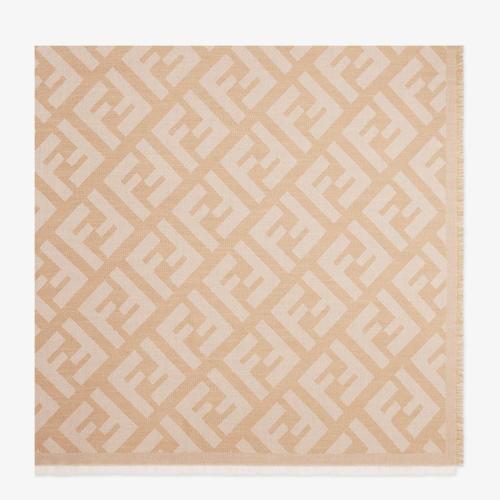  FENDI芬迪 22年秋冬 女士 圍巾 米黃色羊毛羊絨混紡披肩 FXT069A669F0QB9