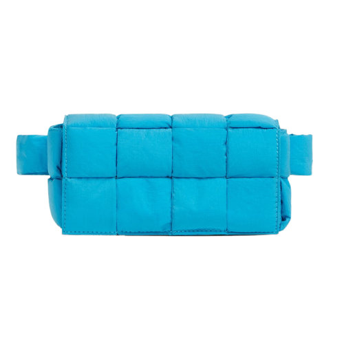 Bottega Veneta/葆蝶家 22新款 男士迷你藍色尼龍翻蓋磁扣開合腰包679763VBO804617