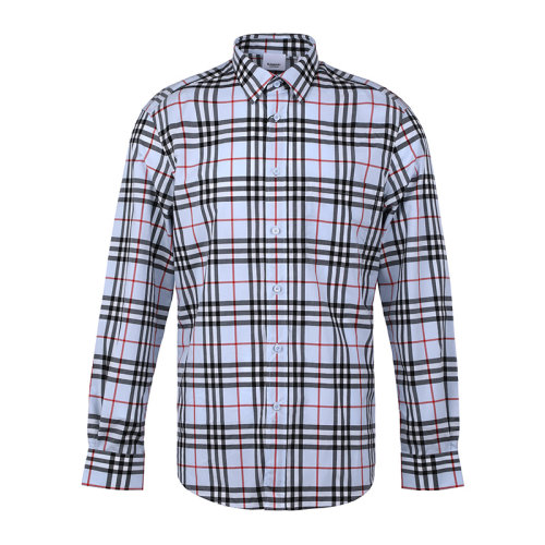 BURBERRY/博柏利徽標(biāo)嵌花 Vintage 格紋棉質(zhì)男士長(zhǎng)袖襯衫8038521
