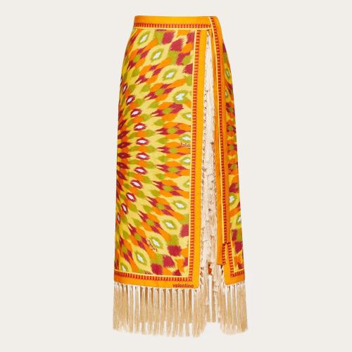  VALENTINO華倫天奴 22年秋冬 女士 半身裙 JUPE EN LIN a IMPRIMé ROUND RAIN 1B3RA8X17AL0DN