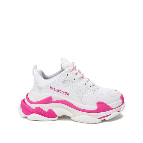Balenciaga/巴黎世家 女士TRIPLE S系列織物/聚氨酯系帶休閑運(yùn)動(dòng)鞋老爹鞋厚底鞋LOGO刺繡 524039 W2CA3