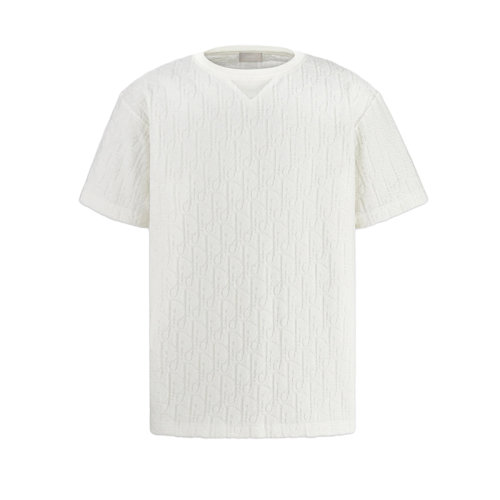 DIOR/迪奧      男士米白色毛圈棉提花老花印花T恤113J692A0614_C020