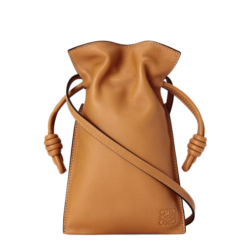 LOEWE/羅意威 Flamenco Pocket系列 女士暖沙色納帕小牛皮單肩斜挎手機包0010642742