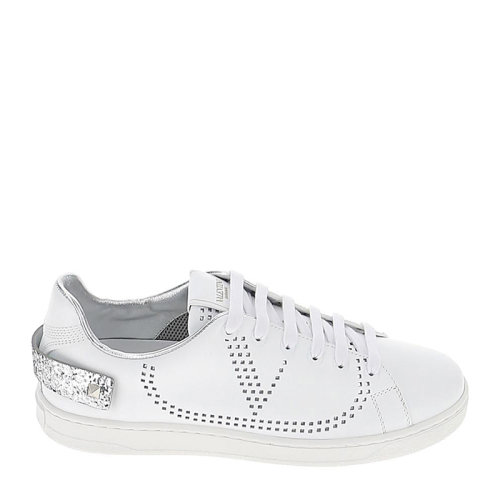 Valentino/華倫天奴 女士白色小牛皮經(jīng)典字母徽標裝飾休閑鞋運動鞋小白鞋板鞋單鞋女鞋 UW2S0M20-MDS-CZ7