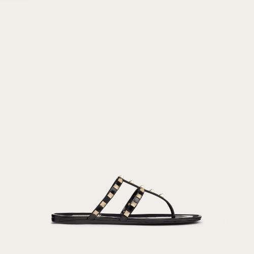  VALENTINO華倫天奴 22年春夏 女士 平底涼鞋 Tongs Rockstud en caoutchouc 1W2S0T84PVS0NO