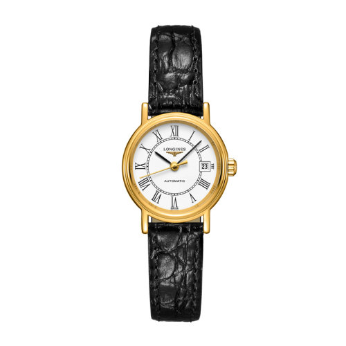 LONGINES/浪琴 時尚系列 自動機械鋼和黃色PVD表殼皮表帶女表25.50毫米L4.321.2.11.2