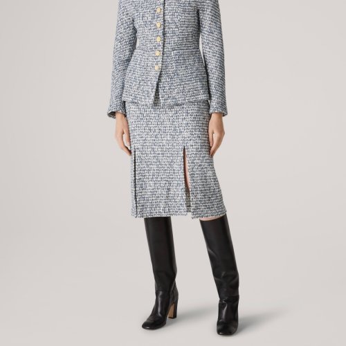 St.John/盛薔雙色粗花呢針織女士半身裙K7110G1