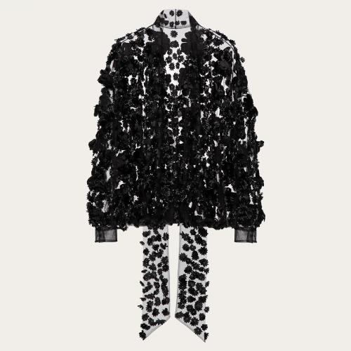  VALENTINO華倫天奴 22年秋冬 女士 長袖襯衫 TOP TULLE ILLUSIONE a BRODERIE FLORALE 1B0AE7H