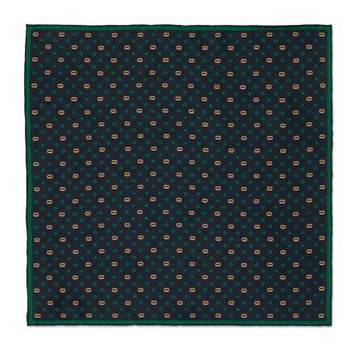  GUCCI古馳 22年秋冬 男士 互扣式雙G真絲口袋方巾 660425 4G001 4067