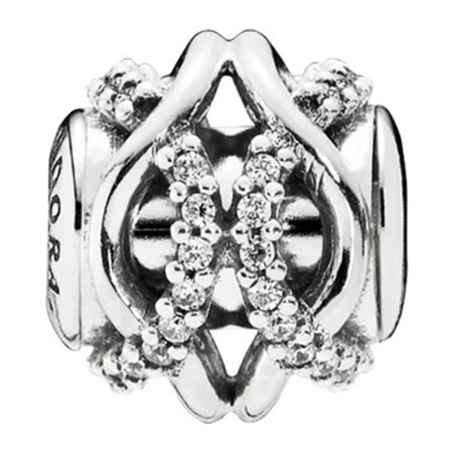 PANDORA/潘多拉 ESSENCE系列女士銀色925銀+鋯石關(guān)懷DIY手鏈珠子串飾串珠 796072CZ