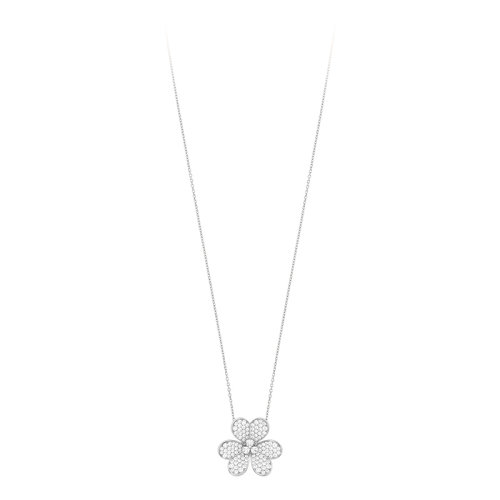 Van Cleef & Arpels/梵克雅寶 經(jīng)典Frivole系列 18k金白金鑲嵌鉆石滿(mǎn)鉆三瓣花朵大號(hào)吊墜胸針VCARP6L600