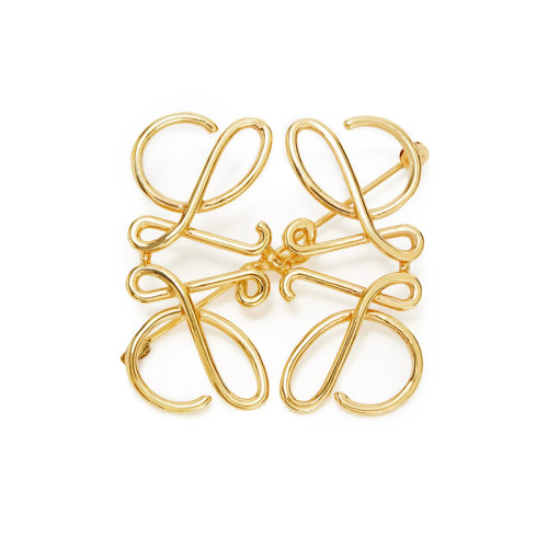 LOEWE/羅意威 22年春夏新款 女士金色黃銅材質(zhì)Anagram Logo圖案胸針111.25.020-8130