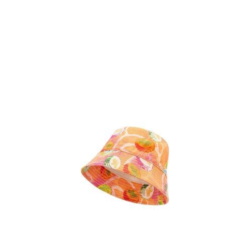  LOEWE羅意威 22年秋冬 女士 帽子 Caps bucket hat in canvas and calfskin K820HB1X21-9100