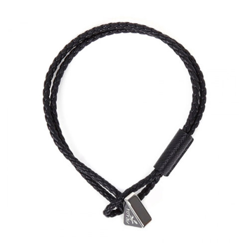 PRADA/普拉達(dá)  男士 黑色皮革時尚手鏈 2IB288-038-F0002