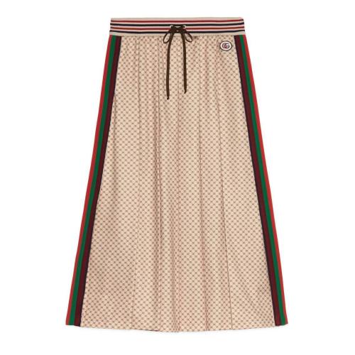  GUCCI古馳 22年秋冬 女士 互扣式雙G印花褶裥半身裙 661786 XJDFP 9115