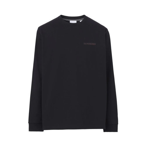 BURBERRY/博柏利 男士黑色棉質(zhì)logo印花長袖T恤 8048245