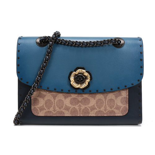 COACH/蔻馳 女士涂層帆布/配皮山茶花單肩斜挎包967