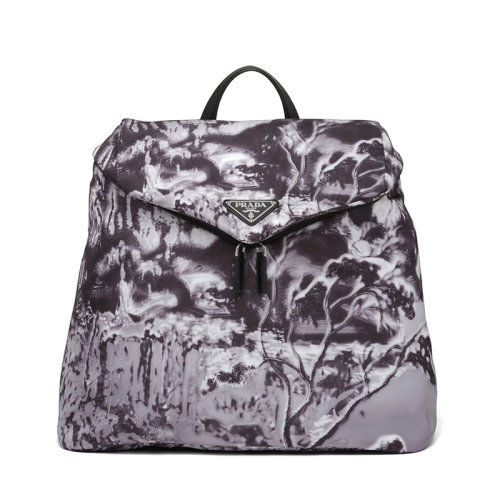 PRADA/普拉達(dá)      男士云灰色印花絎縫圖案尼龍單肩背包2VZ089_2DXT_F0424_V_OOO