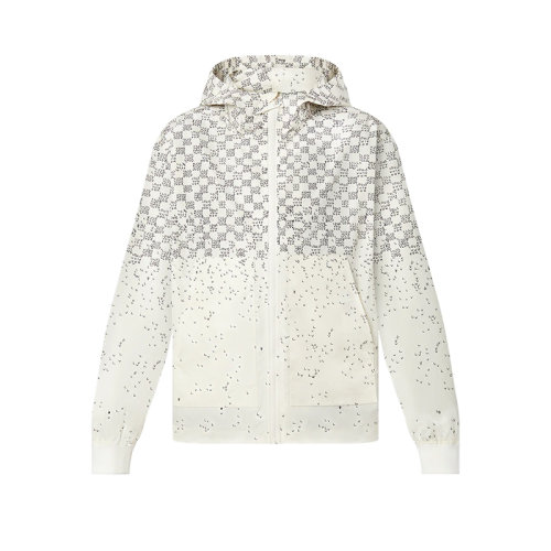 Louis Vuitton/路易威登 22年春夏新款 DAMIER SPREAD系列 男士光學(xué)白色聚酯纖維防水科技面料棋盤(pán)格印花防風(fēng)夾克風(fēng)衣1AA52Z