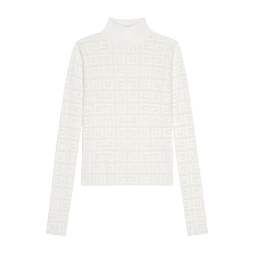 Givenchy/紀(jì)梵希  女士米白色4G LOGO提花彈力修身針織衫BW90DK4ZAQ-130