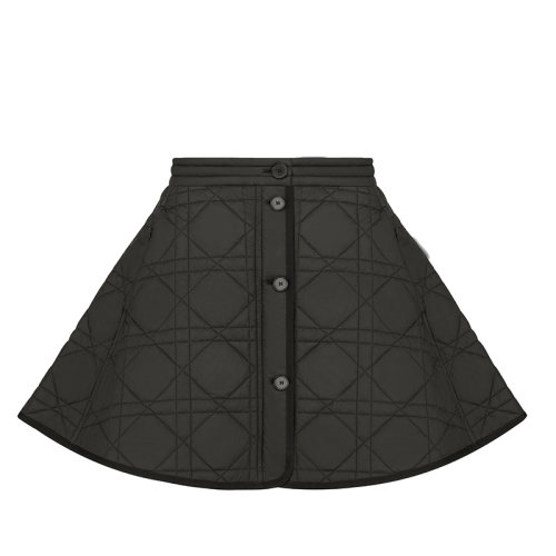 DIOR/迪奧      Macrocannage系列 女士黑色絎縫科技塔夫綢迷你半身裙157J66A2827_X9000