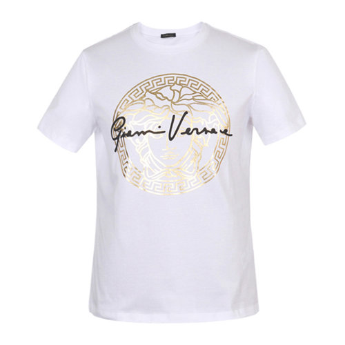 VERSACE 范思哲 女士 服裝  白色圓領(lǐng)美杜莎圖案棉質(zhì)短袖T恤 女士短袖T恤