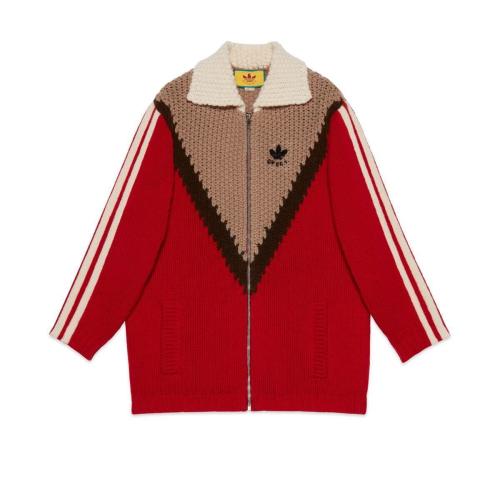  GUCCI古馳 22年秋冬 女士 adidas x Gucci聯(lián)名系列羊毛開衫 713000 XKCPO 6429