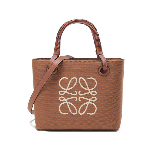 LOEWE/羅意威【22秋冬新款】女士織物配皮迷你手提單肩斜挎包托特包Anagram提花 A717S74X01