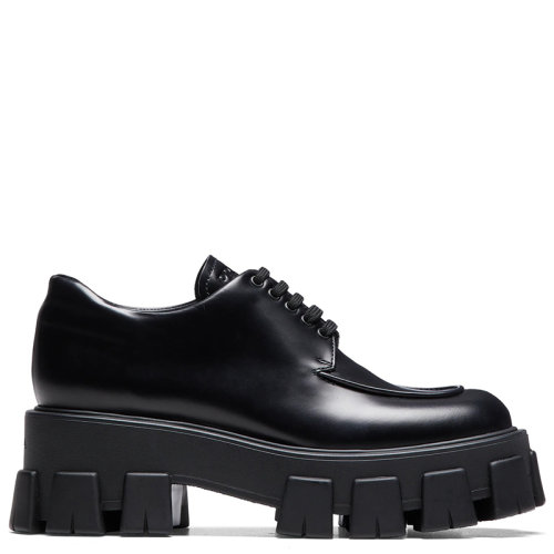 PRADA/普拉達 秋冬 Monolith系列 女士黑色亮面小牛皮系帶鞋1E708L_B4L_F0002_F_B055