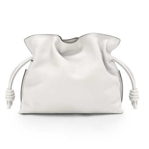 LOEWE/羅意威 22新款Flamenco系列 女士迷你款軟白色納帕小牛皮單肩斜挎手拿包A411FC2X37-1950