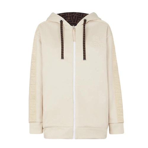 FENDI/芬迪      女士奶油色針織雙面超大版型運動衫FAF142AGM7F10RM