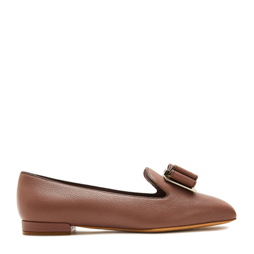 Salvatore Ferragamo/菲拉格慕 深粉色 女士ZANETA蝴蝶結(jié)飾樂福鞋 733752-01R407