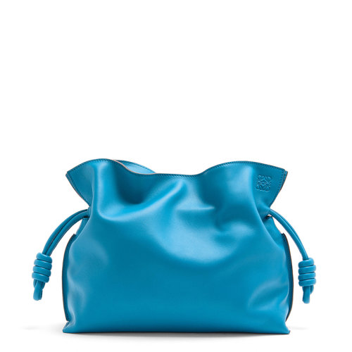 LOEWE/羅意威 20  Flamenco系列 女士瀉湖藍(lán)納帕小牛皮束帶封口單肩斜挎手拿包0010623858
