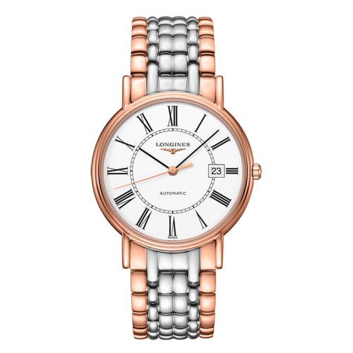 LONGINES/浪琴  時(shí)尚系列 自動(dòng)機(jī)械表白盤精鋼粉色PVD表帶男表38.5毫米L4.921.1.11.7