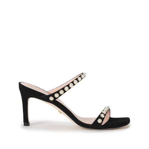 Stuart Weitzman/斯圖爾特韋茨曼 2021款 女士絨面皮革高跟涼鞋拖鞋 ALEENA 75 PEARLS